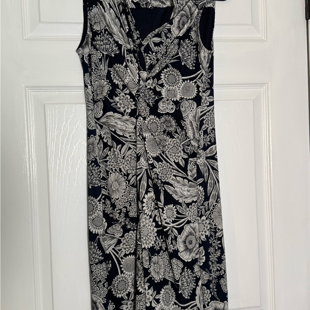 Tommy Hilfiger Navy and White Floral Midi Dress